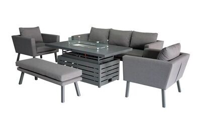Fowey 5 Piece Sofa Set with Firepit and free cover set