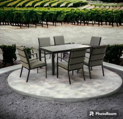 Madrid 6 Seater Rectangle Dining Set with free cover