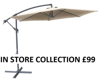 Mediterranean 3m Cantilever Parasol - DOVE with free cover