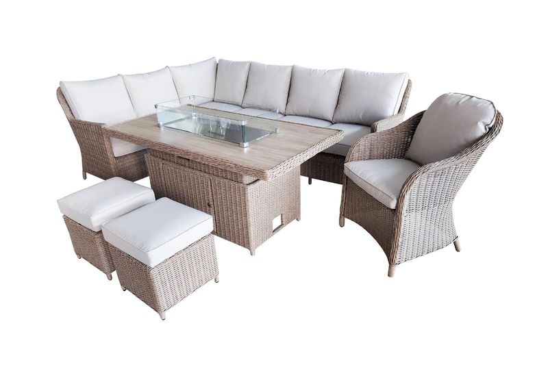 NATURAL St Ives Firepit Corner Set with free covers NATURAL St Ives Firepit Corner Set with free covers