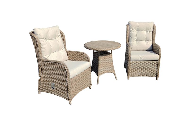 NATURAL St Ives Recliner Bistro Set and free cover