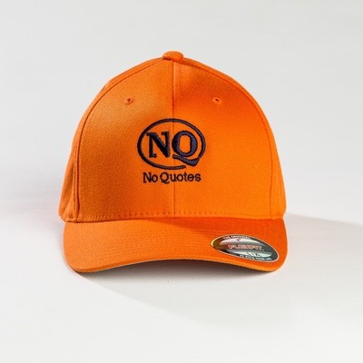 NO Quotes Navy on Orange Flex-Fit Cap (Now Available)