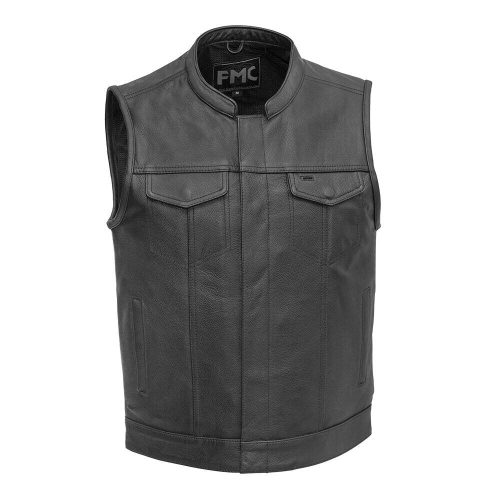 First Mfg Co Blaster Men's Leather Motorcycle Vest Smallest DOT