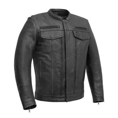 First Mfg Co - Raider Men's Motorcycle Leather Jacket - Black