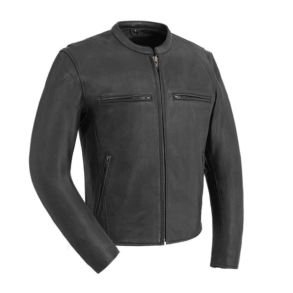 First Mfg Co - Indy Men's Motorcycle Leather Jacket - Black - Smallest ...