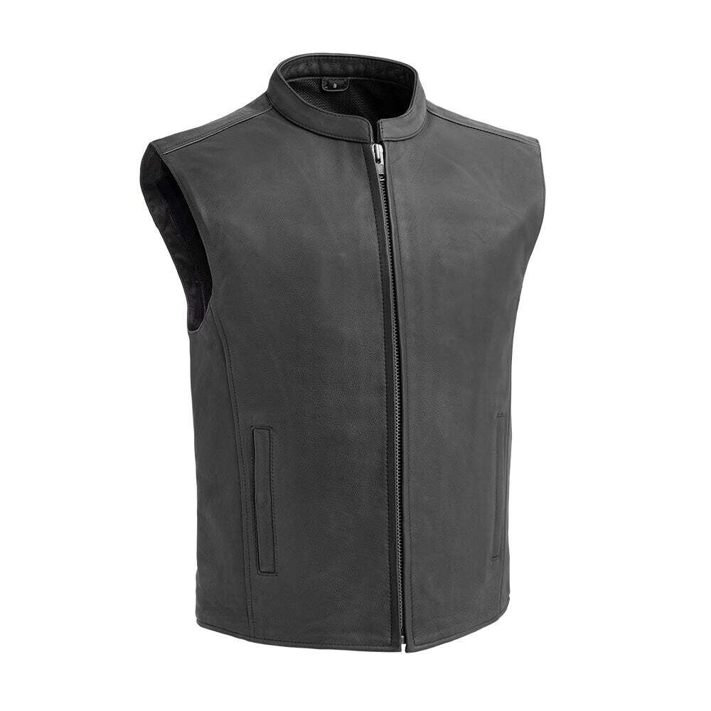 First Mfg Co Club House Men's Leather Motorcycle Vest Smallest DOT