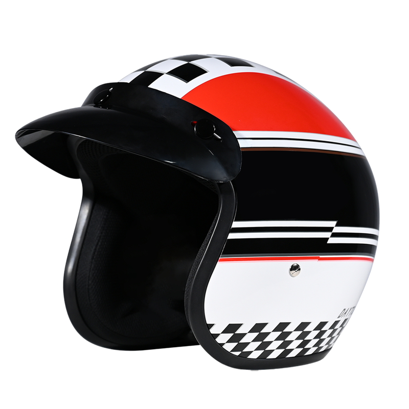 DOT Approved Daytona Cruiser Open Face Motorcycle Helmet - Men, Women & Youth - With Visor & Graphics - W/ Daytona Classic DOT Approved Daytona Cruiser Open Face Motorcycle Helmet - Men, Women & Youth - With Visor & Graphics - W/ Daytona Classic