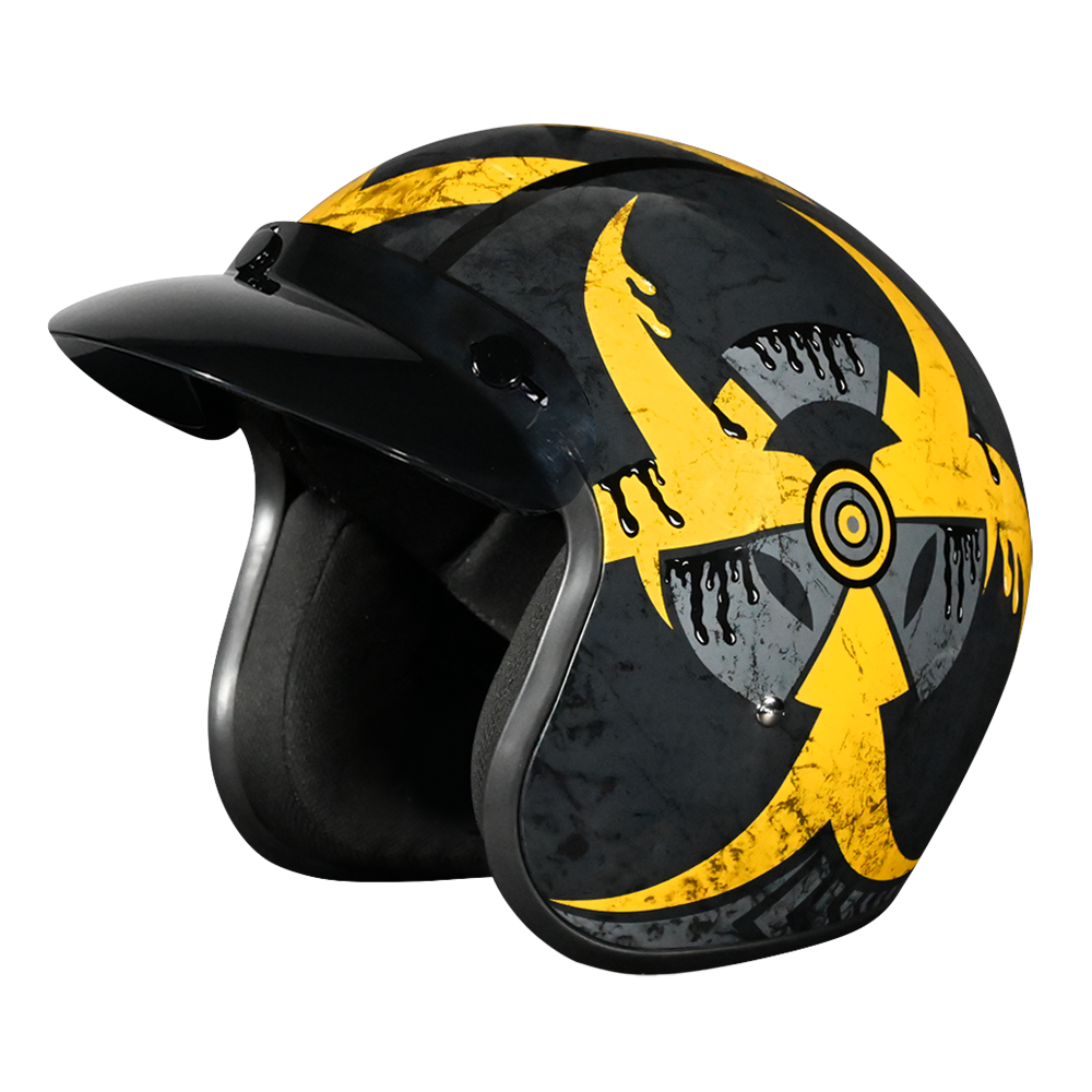 DOT Approved Daytona Cruiser Open Face Motorcycle Helmet - Men, Women & Youth - With Visor & Graphics - W/ Toxic DOT Approved Daytona Cruiser Open Face Motorcycle Helmet - Men, Women & Youth - With Visor & Graphics - W/ Toxic