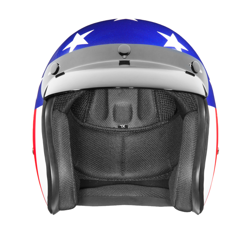 DOT Approved Daytona Cruiser Open Face Motorcycle Helmet - Men, Women & Youth - With Visor & Graphics - W/ Captain America