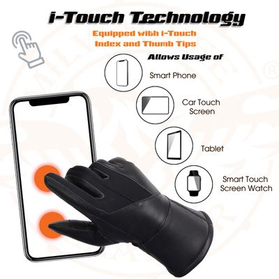 Milwaukee Leather MG7701 Women's Deer Skin Leather Insulated Gauntlet Gloves w/ i-Touch/Wiper Blade/Reflective Piping