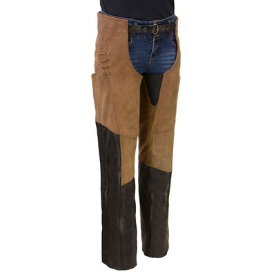 Milwaukee Leather MLL6504 Women's 2-Tone Beige with Black Motorcycle Leather Riding Chaps Milwaukee Leather MLL6504 Women's 2-Tone Beige with Black Motorcycle Leather Riding Chaps