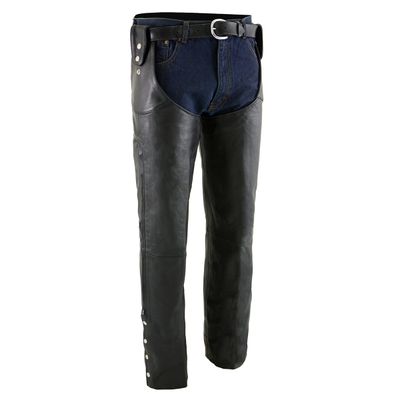 Milwaukee Leather Chaps for Men's Black Leather Belt Less- Adjustable Side Snap Loop Motorcycle Riders Chap- SH1198 Milwaukee Leather Chaps for Men's Black Leather Belt Less- Adjustable Side Snap Loop Motorcycle Riders Chap- SH1198