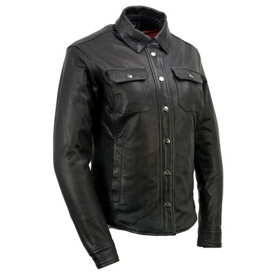 Milwaukee Leather Women's Black Premium Leather Shirt Style Jacket w/ Removable Liner MLL2600 Milwaukee Leather Women's Black Premium Leather Shirt Style Jacket w/ Removable Liner MLL2600