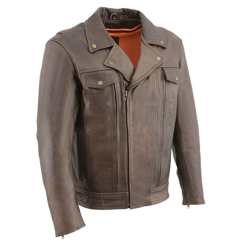 Milwaukee Leather MLM1522 Men's Vented Retro Brown Leather Motorcycle Jacket