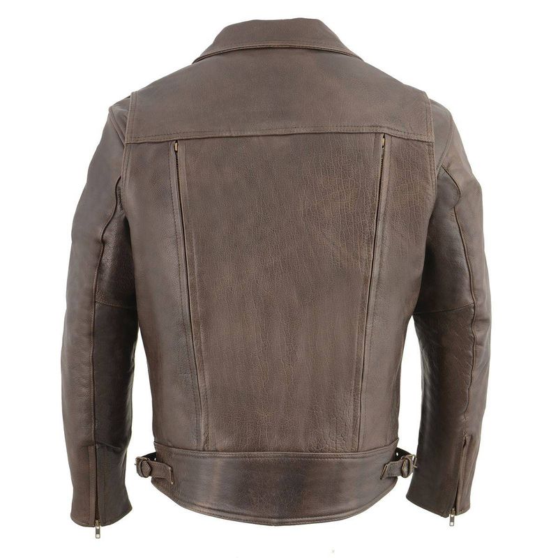 Milwaukee Leather MLM1522 Men's Vented Retro Brown Leather Motorcycle Jacket