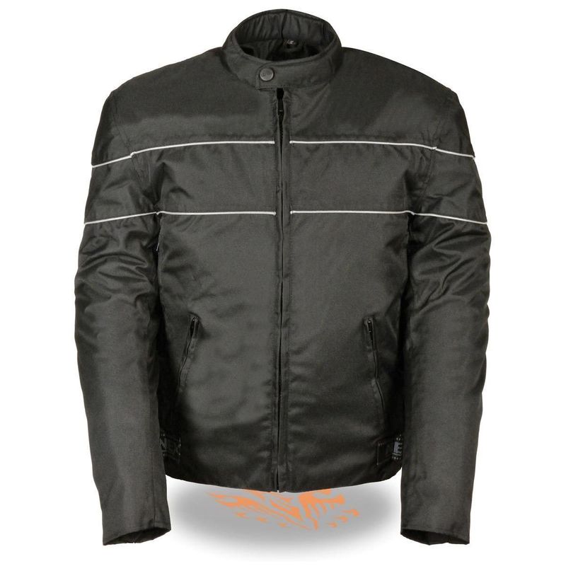 NexGen SH212102 Men's Black Textile Vented Moto Jacket with Reflective Piping NexGen SH212102 Men's Black Textile Vented Moto Jacket with Reflective Piping