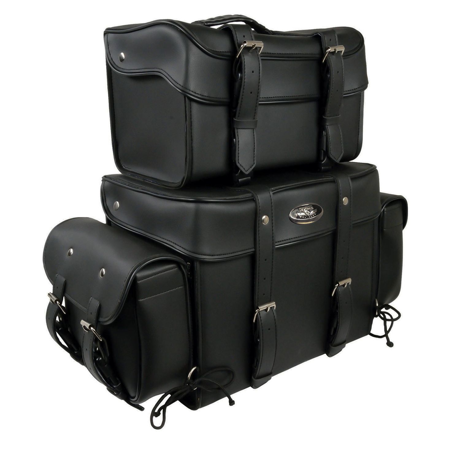 Milwaukee Leather SH65001 Large Black PVC 4-Piece Motorcycle Touring Tail Bag Milwaukee Leather SH65001 Large Black PVC 4-Piece Motorcycle Touring Tail Bag