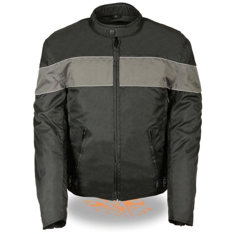 NexGen SH212101 Men's Black Textile Moto Jacket with Grey Reflective Striping NexGen SH212101 Men's Black Textile Moto Jacket with Grey Reflective Striping