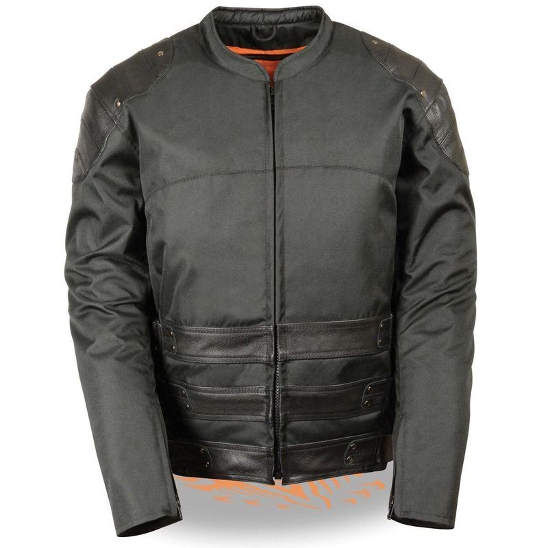Milwaukee Leather MPM1755 Men's 'Assault Style' Black Leather and Textile M/C Jacket Milwaukee Leather MPM1755 Men's 'Assault Style' Black Leather and Textile M/C Jacket