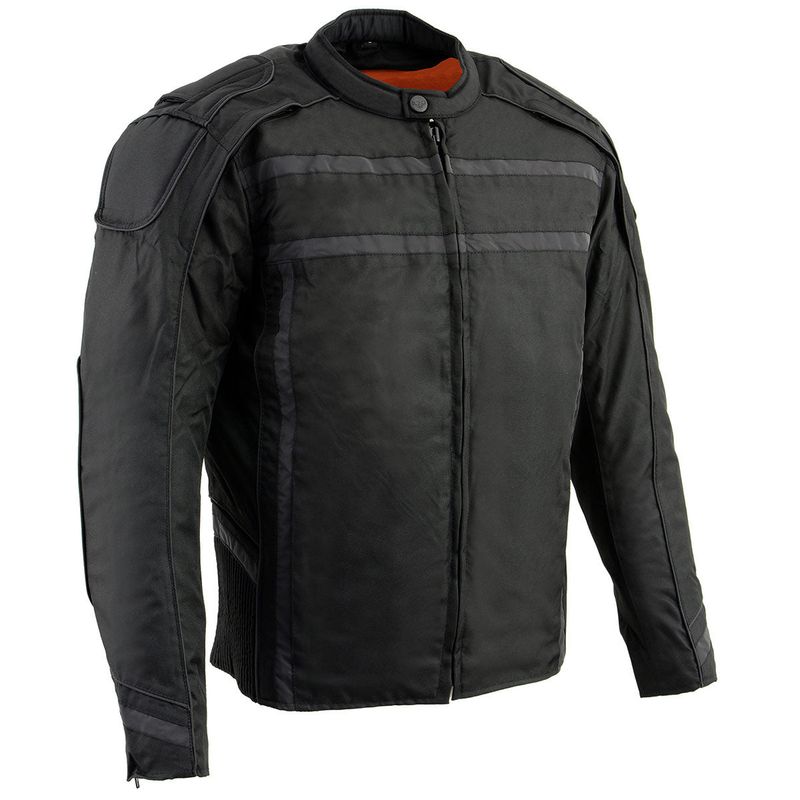 Milwaukee Leather MPM1740 Men's Black Vented Textile Jacket with Reflective Stripes Milwaukee Leather MPM1740 Men's Black Vented Textile Jacket with Reflective Stripes