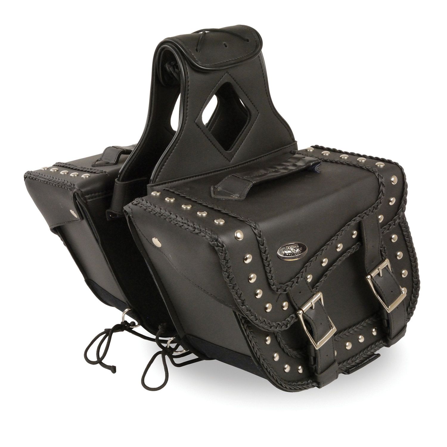 Milwaukee Leather SH66301ZB Black PVC Medium Braided Zip Off Throw Over Saddlebags Milwaukee Leather SH66301ZB Black PVC Medium Braided Zip Off Throw Over Saddlebags