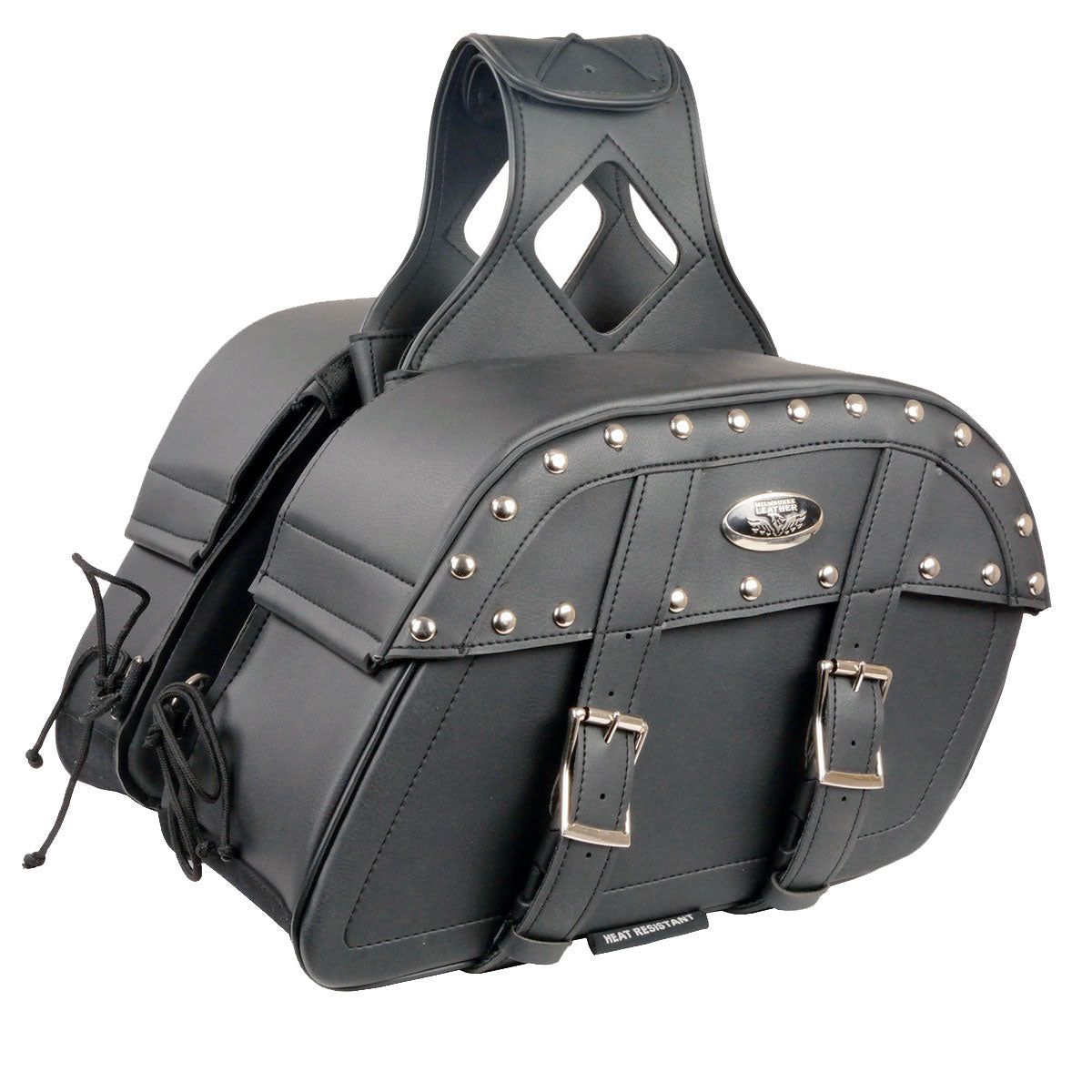 Milwaukee Leather MP8330 Black Medium Zip-Off PVC Studded Throw Over Saddlebags Milwaukee Leather MP8330 Black Medium Zip-Off PVC Studded Throw Over Saddlebags