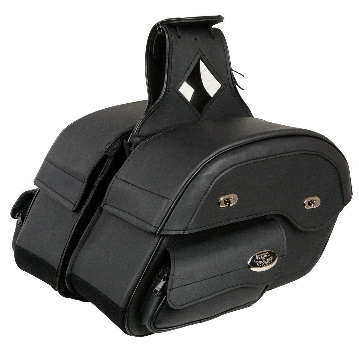 Milwaukee Leather MP8305 Black PVC Cruiser Style Slant Pouch Throw Over Saddlebags Milwaukee Leather MP8305 Black PVC Cruiser Style Slant Pouch Throw Over Saddlebags