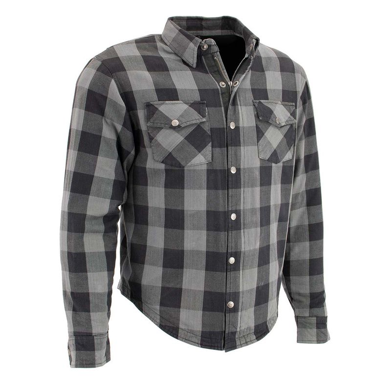 Milwaukee Leather MPM1630 Men's Plaid Flannel Biker Shirt w/ CE Armor - Reinforced w/ Aramid Fibers