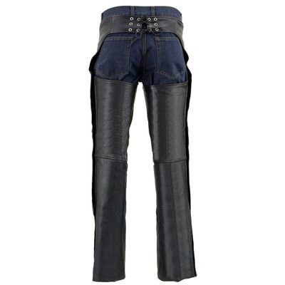 Milwaukee Leather Chaps for Men's Black Premium Leather Fully Lined - Coin Pocket Motorcycle Riders Chap - SH1115