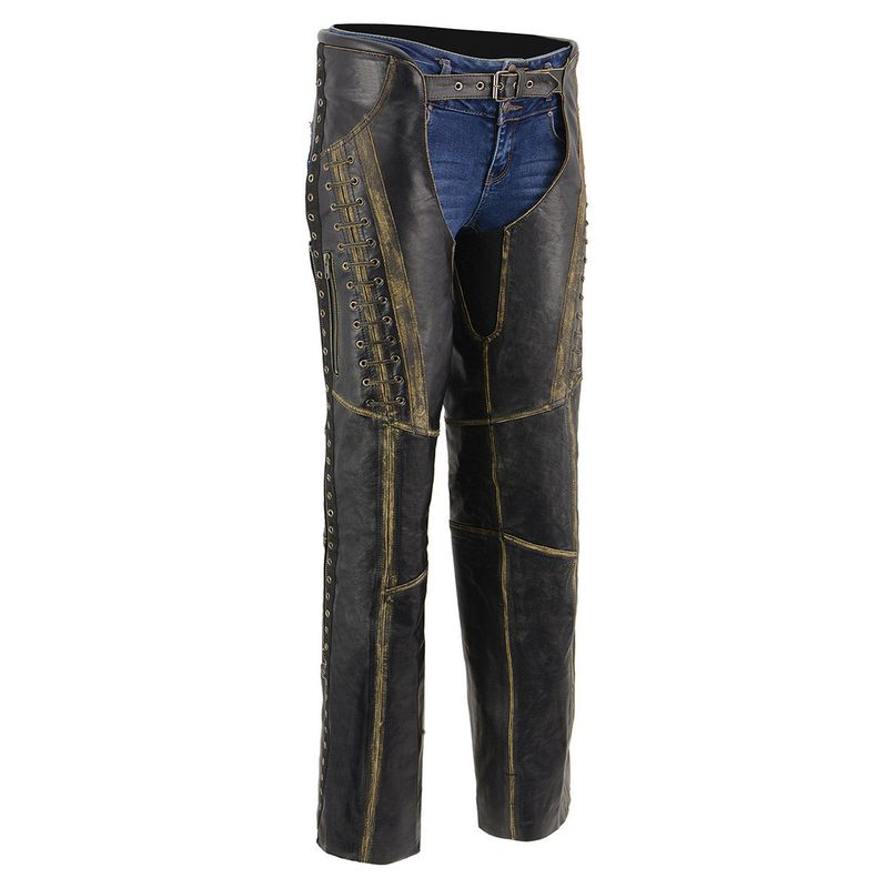 Milwaukee Leather Chaps for Women Black Premium Skin Rubbed Seams- Accented Lace Detailing Motorcycle Chap- MLL6527 Milwaukee Leather Chaps for Women Black Premium Skin Rubbed Seams- Accented Lace Detailing Motorcycle Chap- MLL6527