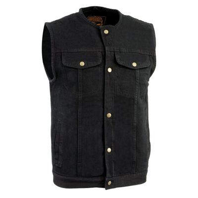 Biker's Edge DM1937 Men's Black Snap Front Denim Club Style Motorcycle Biker Rider Vest Biker's Edge DM1937 Men's Black Snap Front Denim Club Style Motorcycle Biker Rider Vest
