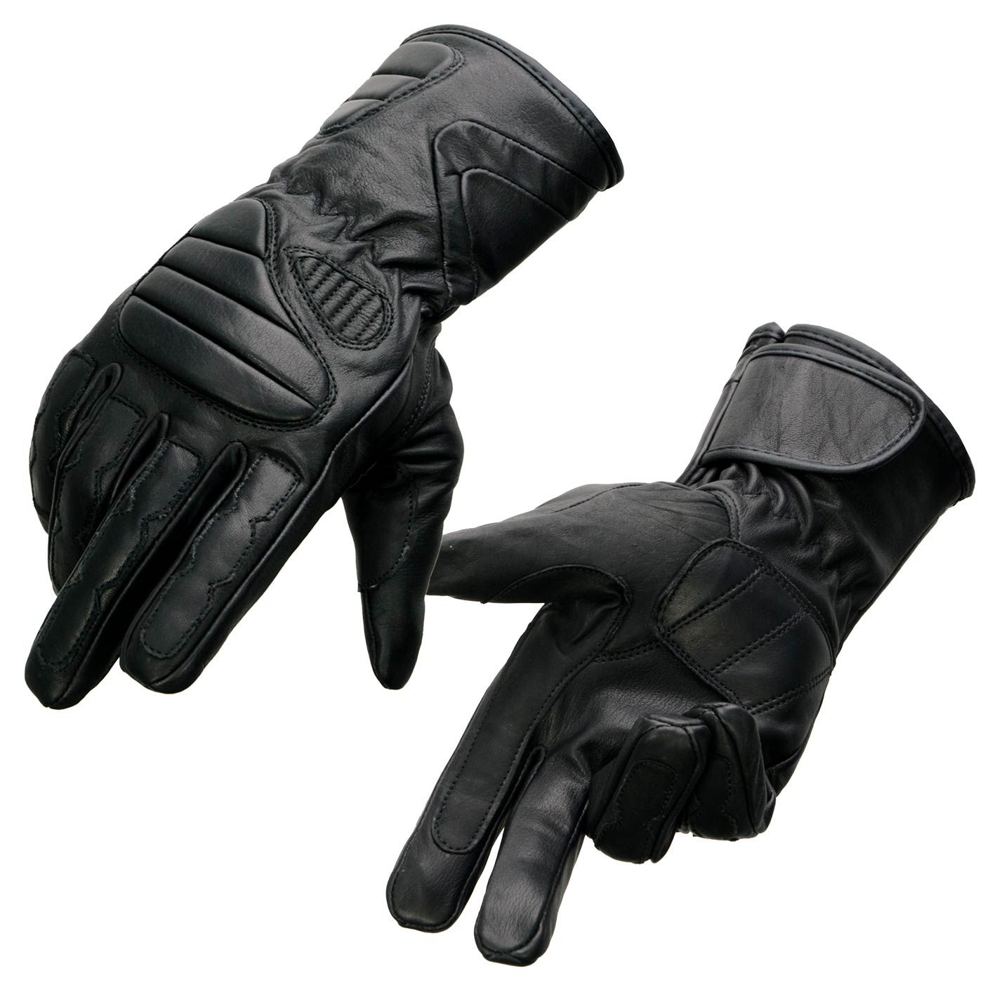 Milwaukee Leather SH451 Men's Black Leather Gauntlet Racing Motorcycle Hand Gloves with Wrist and Knuckle Padding Protection Milwaukee Leather SH451 Men's Black Leather Gauntlet Racing Motorcycle Hand Gloves with Wrist and Knuckle Padding Protection