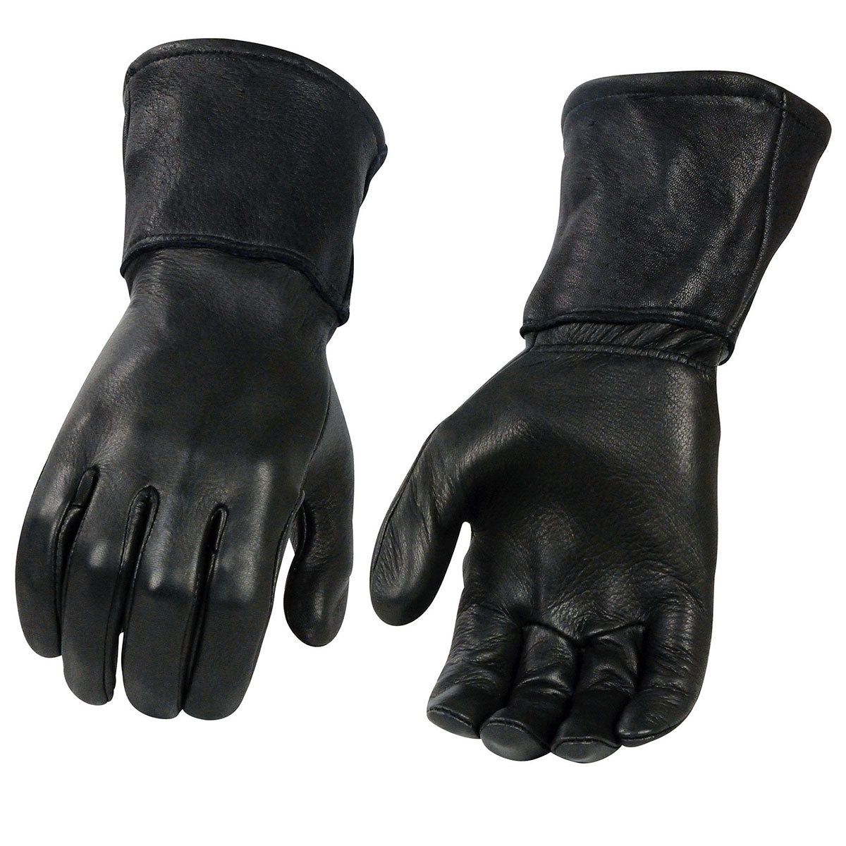 Milwaukee Leather Men's Gauntlet Motorcycle Hand Gloves- Black Deerskin Long Cuff Thermal Lined Leather Palm - G317 Milwaukee Leather Men's Gauntlet Motorcycle Hand Gloves- Black Deerskin Long Cuff Thermal Lined Leather Palm - G317
