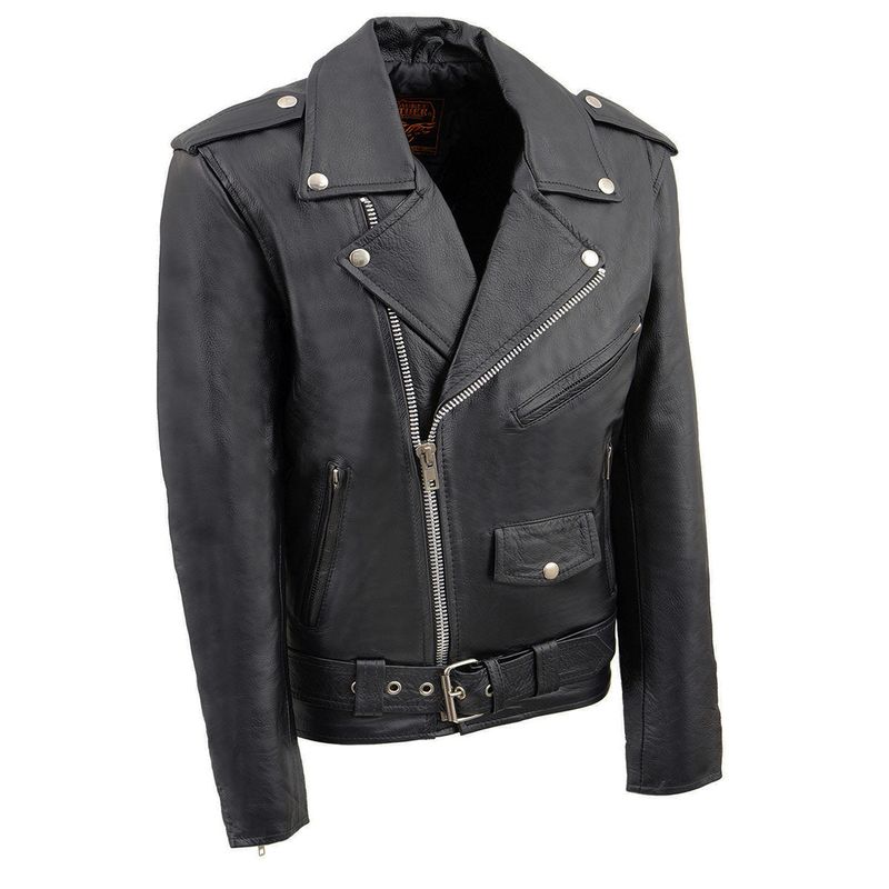 Milwaukee Leather Youth Size Classic Style Black Police Biker Leather Jacket LKY1950 Milwaukee Leather Youth Size Classic Style Black Police Biker Leather Jacket LKY1950