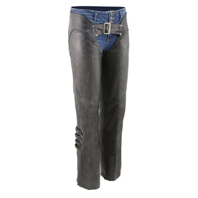Milwaukee Leather Women's Black Premium Leather Motorcycle Rider Protective Chaps MLL6520 Milwaukee Leather Women's Black Premium Leather Motorcycle Rider Protective Chaps MLL6520