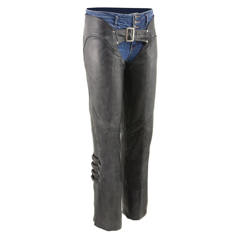 Milwaukee Leather Women's Black Premium Leather Motorcycle Rider Protective Chaps MLL6520 Milwaukee Leather Women's Black Premium Leather Motorcycle Rider Protective Chaps MLL6520