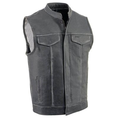 Milwaukee Leather Men's Premium Leather Club-Style Motorcycle Vest w/Concealed Snaps Zipper Closure MLM3513 Milwaukee Leather Men's Premium Leather Club-Style Motorcycle Vest w/Concealed Snaps Zipper Closure MLM3513