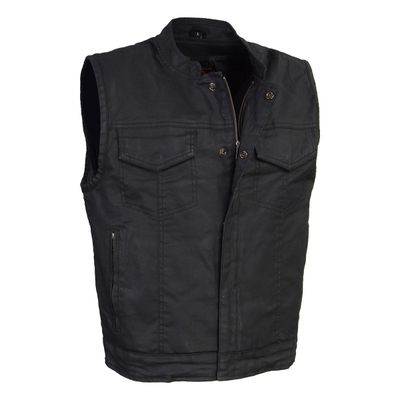 Milwaukee Leather MDM3025 Men’s Black Waxy Coated Denim Club Style Motorcycle Rider Vest w/ Shirt Collar w/ Shirt Collar Milwaukee Leather MDM3025 Men’s Black Waxy Coated Denim Club Style Motorcycle Rider Vest w/ Shirt Collar w/ Shirt Collar