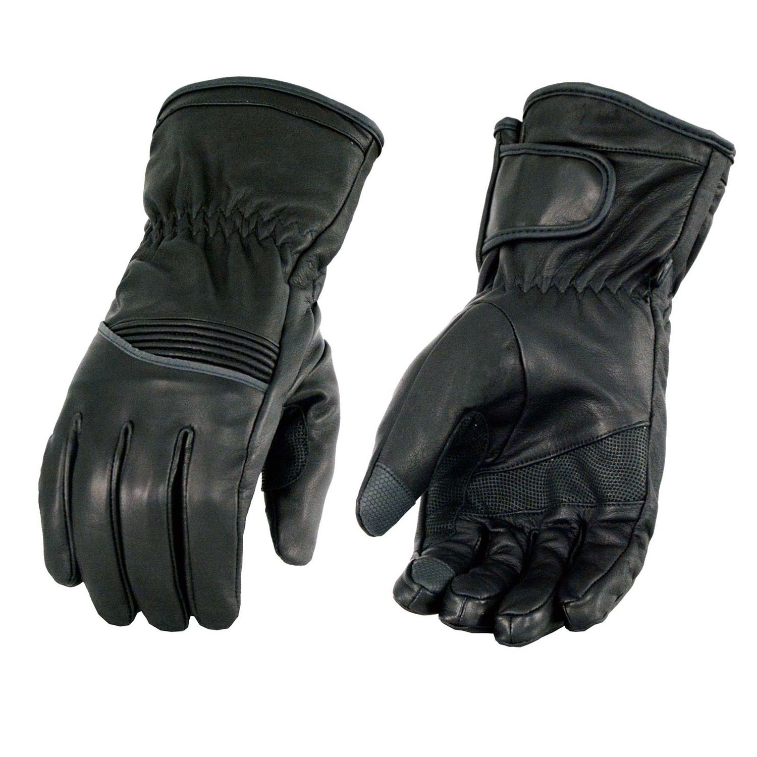 Milwaukee Leather MG7551 Men's Black Cowhide Leather Gauntlet Motorcycle Hand Gloves W/ i-Touch Screen and Waterproof Milwaukee Leather MG7551 Men's Black Cowhide Leather Gauntlet Motorcycle Hand Gloves W/ i-Touch Screen and Waterproof
