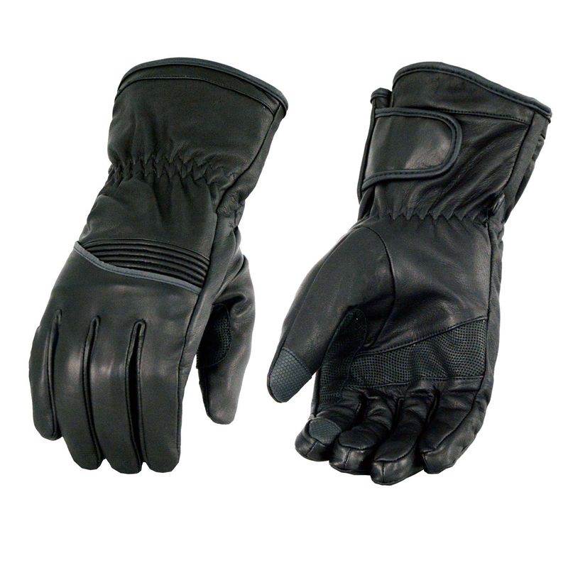 Milwaukee Leather MG7551 Men's Black Cowhide Leather Gauntlet Motorcycle Hand Gloves W/ i-Touch Screen and Waterproof