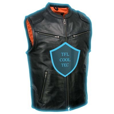 Milwaukee Leather MLM3502 Men's Black Cool-Tec Leather Vest Front Zipper Motorcycle Rider Vest with Stand-Up Collar Milwaukee Leather MLM3502 Men's Black Cool-Tec Leather Vest Front Zipper Motorcycle Rider Vest with Stand-Up Collar