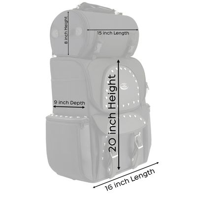 Milwaukee Leather SH605S Large Black 'Studded' Textile and PVC 2 Piece Touring Sissy Bar Motorcycle Bag
