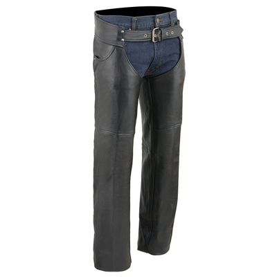 Milwaukee Leather Chaps for Men's Black Premium Leather- Classic Jean Style Pockets Motorcycle Riders Chap- LKM5781 Milwaukee Leather Chaps for Men's Black Premium Leather- Classic Jean Style Pockets Motorcycle Riders Chap- LKM5781