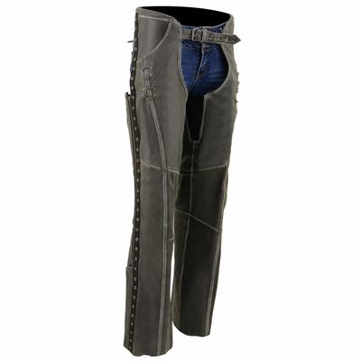 Milwaukee Leather Women Distress Grey Premium Leather Motorcycle Chaps w/ Accent Lace Details MLL6536 Milwaukee Leather Women Distress Grey Premium Leather Motorcycle Chaps w/ Accent Lace Details MLL6536