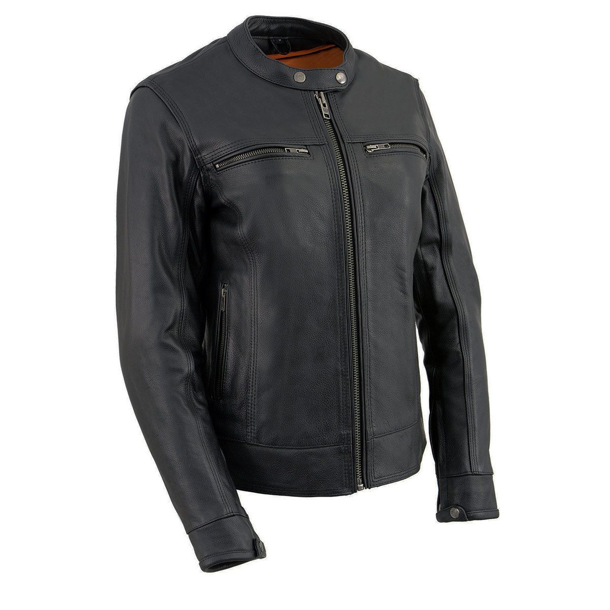 Milwaukee Leather MLL2552 Women's Cool-Tec Black Leather Scooter Triple Stitch Motorcycle Jacket Milwaukee Leather MLL2552 Women's Cool-Tec Black Leather Scooter Triple Stitch Motorcycle Jacket