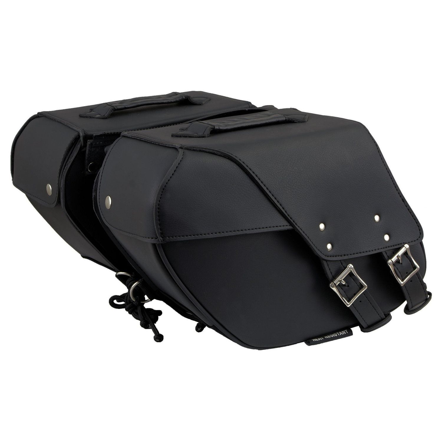 Milwaukee Leather SH66901ZB Medium Size Black PVC 2-Strap Throw Over Saddle Bag w/ Reflective Piping Milwaukee Leather SH66901ZB Medium Size Black PVC 2-Strap Throw Over Saddle Bag w/ Reflective Piping