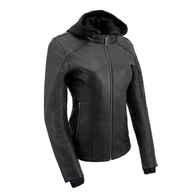 Milwaukee Leather MLL2546 Women's Purple Winged ‘Scuba’ Leather Jacket with Hoodie Milwaukee Leather MLL2546 Women's Purple Winged ‘Scuba’ Leather Jacket with Hoodie
