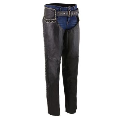 Milwaukee Leather Women's Black Premium Leather Motorcycle Rider Chaps w/ Rhinestones Bling D-Rings-MLL6502 Milwaukee Leather Women's Black Premium Leather Motorcycle Rider Chaps w/ Rhinestones Bling D-Rings-MLL6502