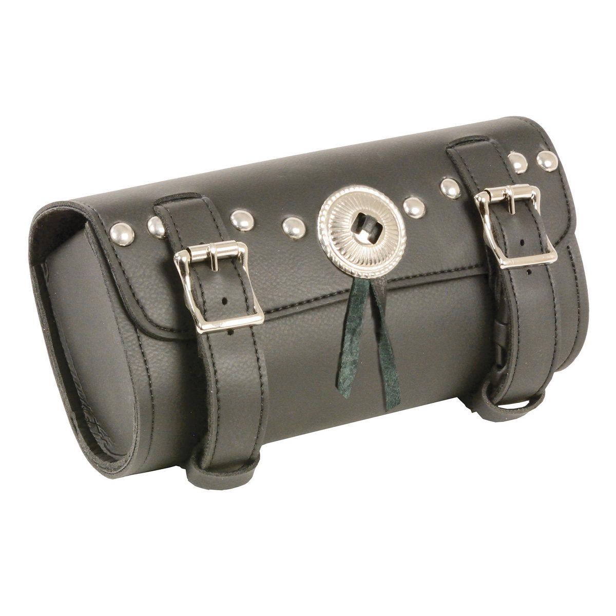 Milwaukee Leather SH49702 Black PVC ‘Double Buckle’ Studded Motorcycle Tool Bag Milwaukee Leather SH49702 Black PVC ‘Double Buckle’ Studded Motorcycle Tool Bag