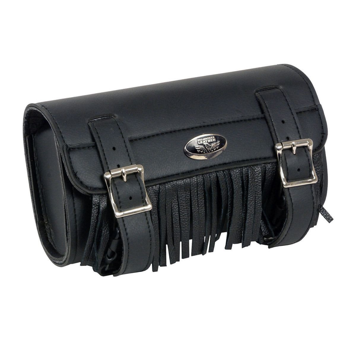 Milwaukee Performance SH498 Black PVC Large Two Buckle Fringed Tool Bag for Motorcycles Milwaukee Performance SH498 Black PVC Large Two Buckle Fringed Tool Bag for Motorcycles
